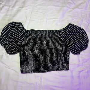 Black and White Striped Women's Top